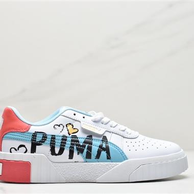 Puma 彪馬女鞋Cali 純白玫瑰金塗鴉字母卡通休閑板鞋
