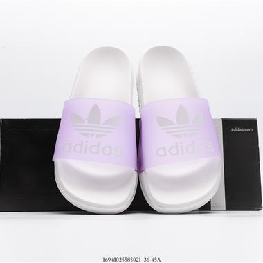 Adidas Adilette Pride夏季軟底一字拖 沙灘拖鞋