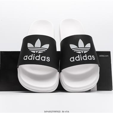 Adidas Adilette Pride夏季軟底一字拖 沙灘拖鞋