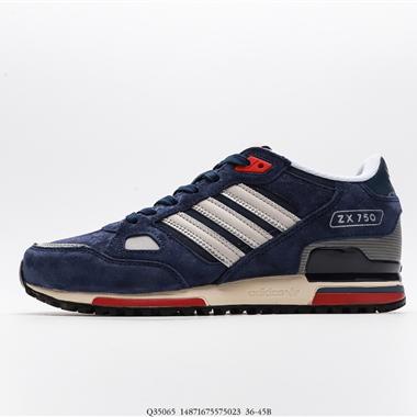 Adidas ZX750豬巴革複古休閑百搭運動慢跑鞋