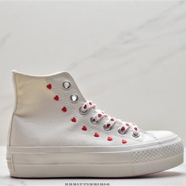 CONVERSE 增高厚底刺繡高幫帆布鞋