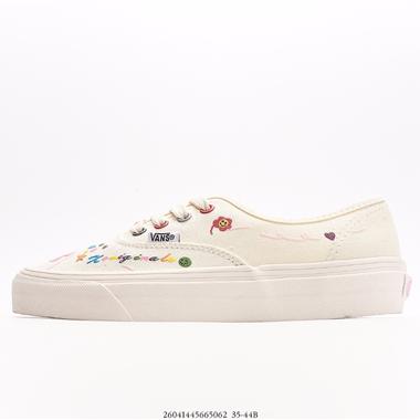 Vans Authentic 清新塗鴉刺繡小白鞋