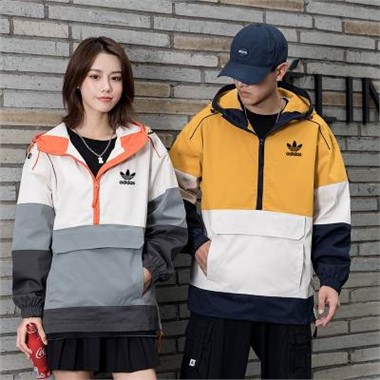 2023新款Adidas 32052三葉草半拉鏈外套-1015_黃色