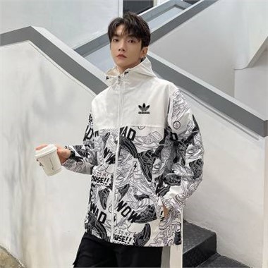 2023新款Adidas 32055三葉草風衣-1015_白色