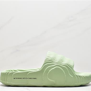 Adidas Original Adilette 22 Slide"Glow Green" 22代系列山脊造型椰子風沙灘涉水百搭運動穿搭拖鞋 