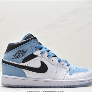 Nike Air Jordan 1 Mid GS"White/Black/Ice Blue"AJ1