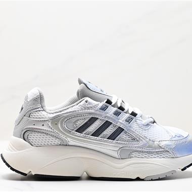 Adidas OZMILLEN 復古黑銀拼色低幫緩震運動跑鞋