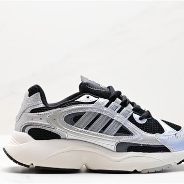 Adidas OZMILLEN 復古黑銀拼色低幫緩震運動跑鞋