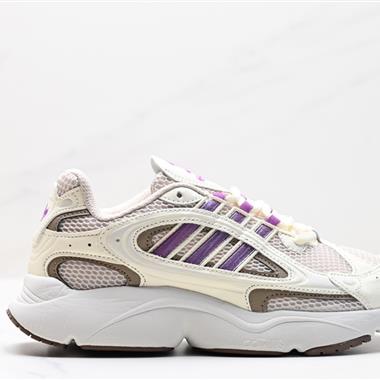 Adidas OZMILLEN 復古黑銀拼色低幫緩震運動跑鞋