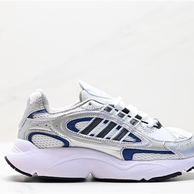 Adidas OZMILLEN 復古黑銀拼色低幫緩震運動跑鞋