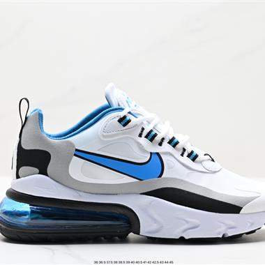 Nike Air Max 270 React QP "White/Light Blue"270瑞亞賽車系列後半掌氣墊百搭運動慢跑鞋 