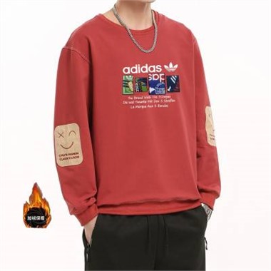 2023 Adidas 5905三葉圓領衛絨-1544_酒紅