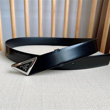 PRADA   2025新款時尚皮帶   3.3CM