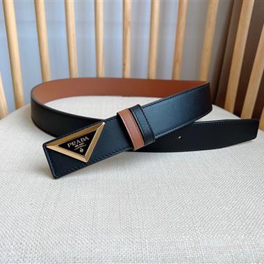 PRADA   2025新款時尚皮帶   3.3CM