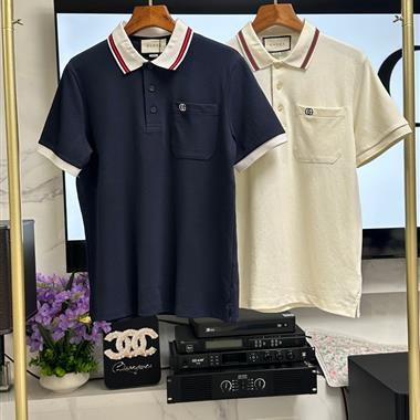 GUCCI  2025夏季新款短袖POLO衫  深藍色