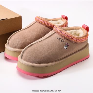 UGG TAZZ 舒適柔軟時尚 耐磨增高保暖 民族風一腳蹬保暖雪地靴