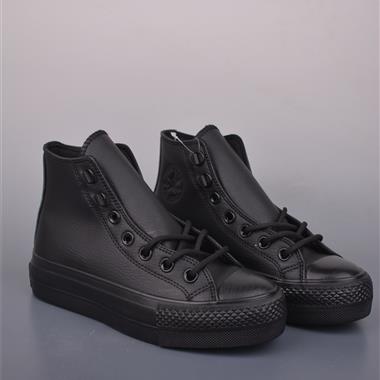 Converse Chuck All Star Lift 厚底防水皮面黑武士板鞋
