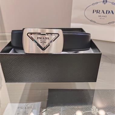 PRADA   2026新款時尚皮帶   3.4CM