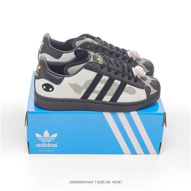 OFFGOD x adidas originals Superstar 82 經典貝殼頭灰黑色舒適百搭防滑耐磨低幫板鞋